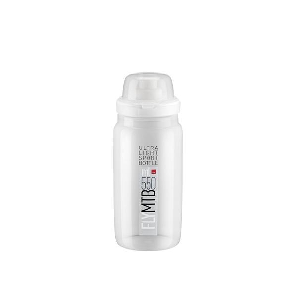 Фляга ELITE Fly MTB 550ml прозора з сірим лого
